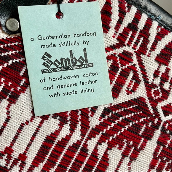 Vintage 70s Handmade Animal Design Leather Bag Red Purse Shoulder Tote - Picture 7 of 9